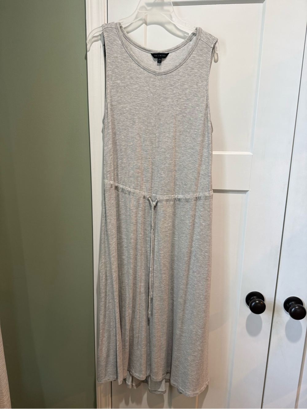 The Limited Light Gray Sleeveless Maxi Dress with Drawstring
